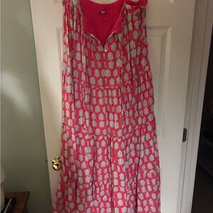 J. Crew Pink and White Patterned Maxi Dress